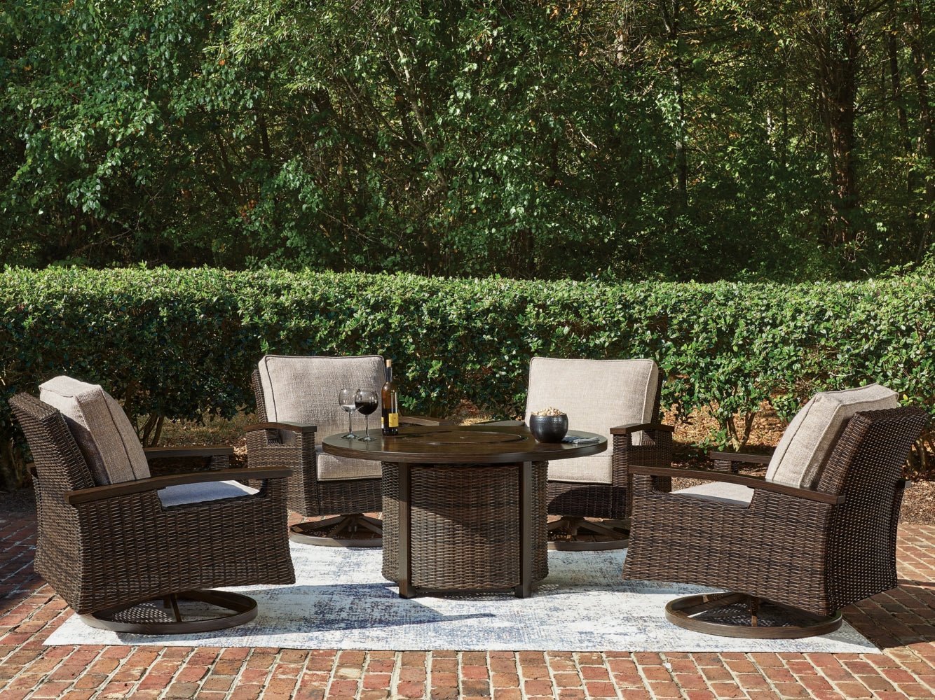 AshleyMonterey Point Outdoor Fire Pit Table and 4 Chairs