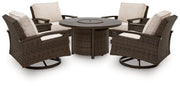 AshleyMonterey Point Outdoor Fire Pit Table and 4 Chairs
