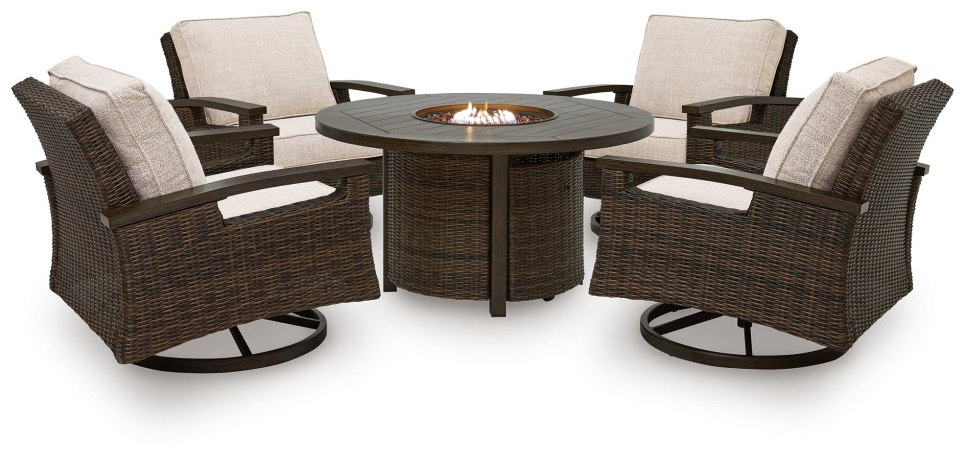 AshleyMonterey Point Outdoor Fire Pit Table and 4 Chairs
