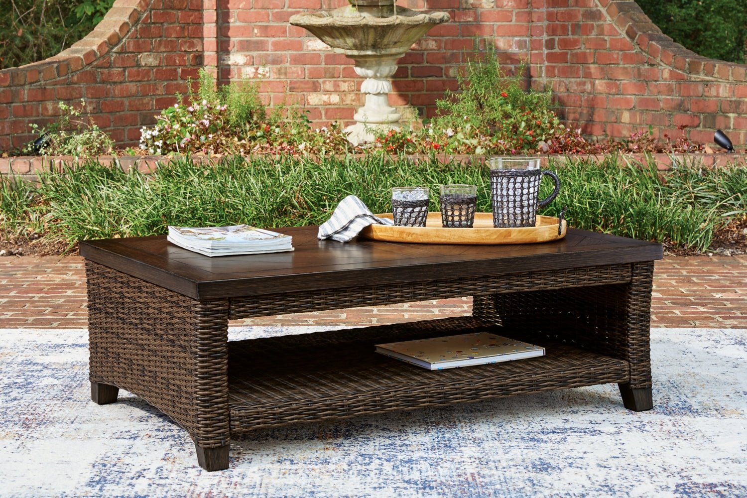 AshleyMonterey Point Outdoor Sofa and Loveseat with Coffee Table