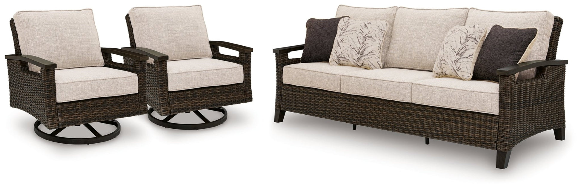 AshleyMonterey Point Outdoor Sofa with 2 Lounge Chairs