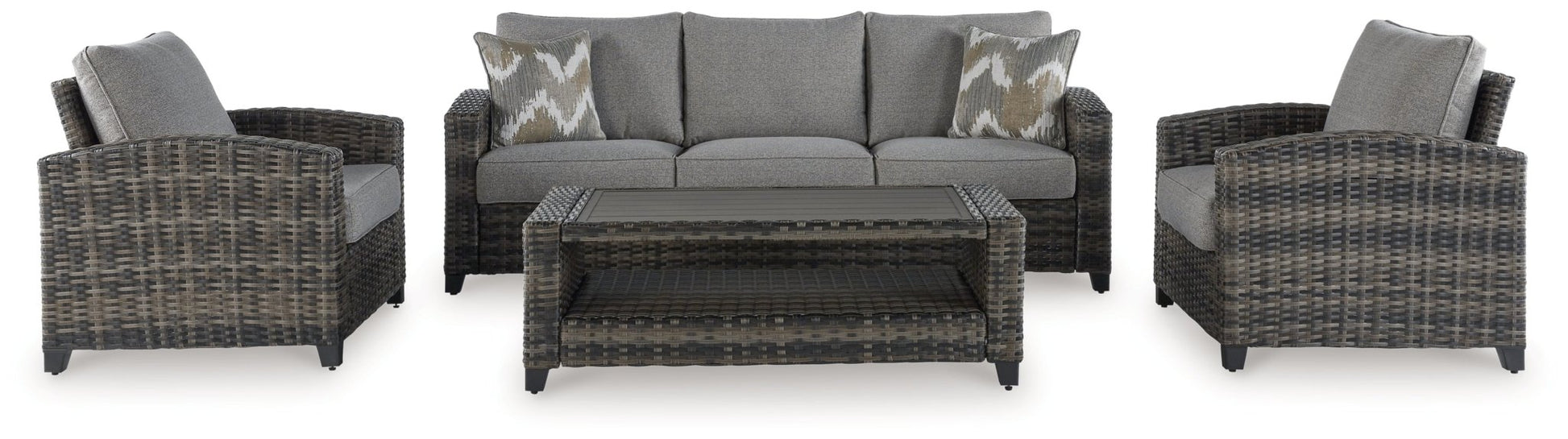 AshleyOasis Court Outdoor Sofa/Chairs/Table Set (Set of 4)