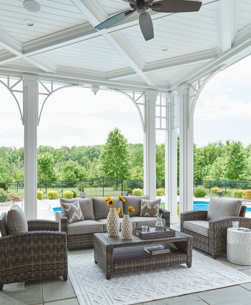 AshleyOasis Court Outdoor Sofa/Chairs/Table Set (Set of 4)