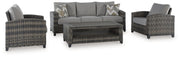 AshleyOasis Court Outdoor Sofa/Chairs/Table Set (Set of 4)
