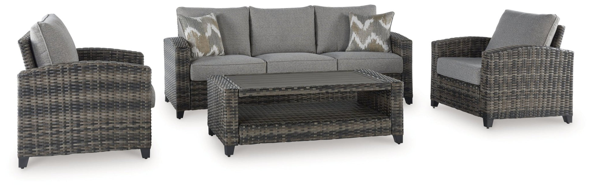 AshleyOasis Court Outdoor Sofa/Chairs/Table Set (Set of 4)