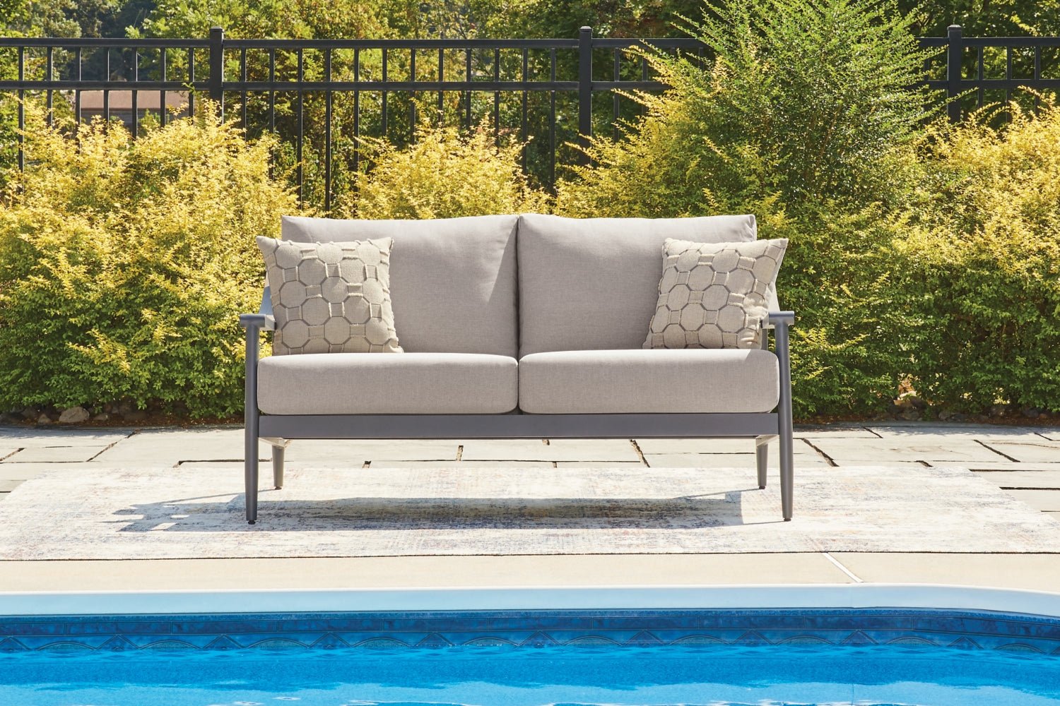 AshleyOcean Beach Outdoor Loveseat with Cushion