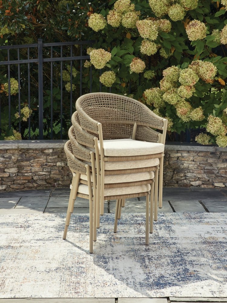 AshleyOrchard Beach Outdoor Arm Chair with Cushion (Set of 4)