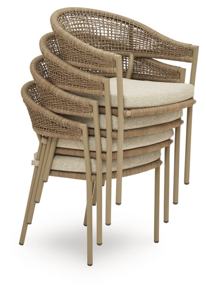 AshleyOrchard Beach Outdoor Arm Chair with Cushion (Set of 4)