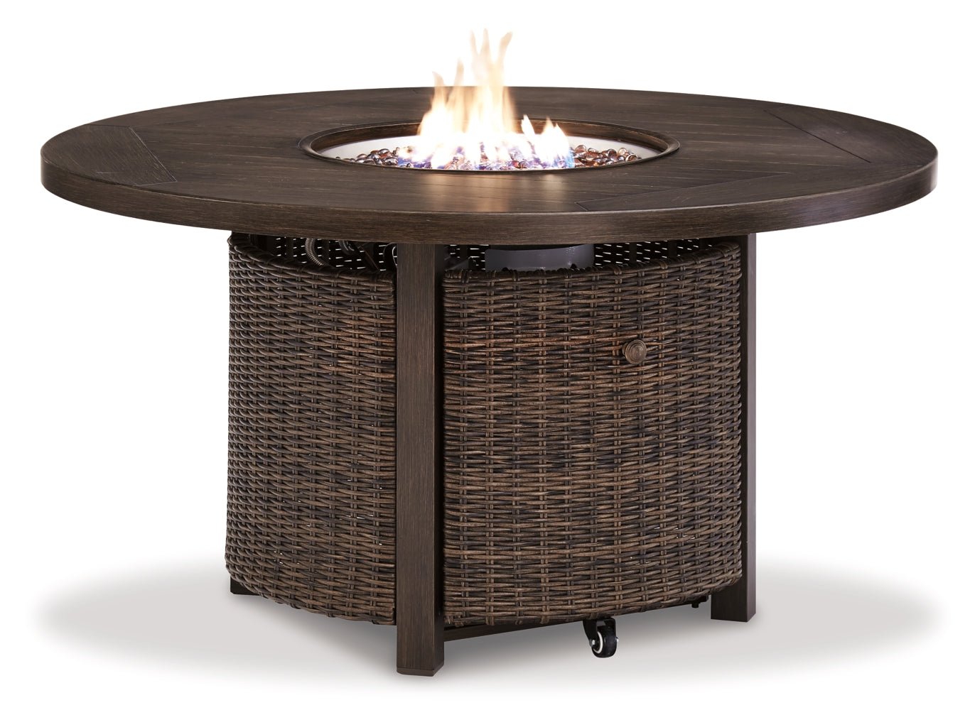 AshleyParadise Trail Outdoor Sofa and Loveseat with Fire Pit Table