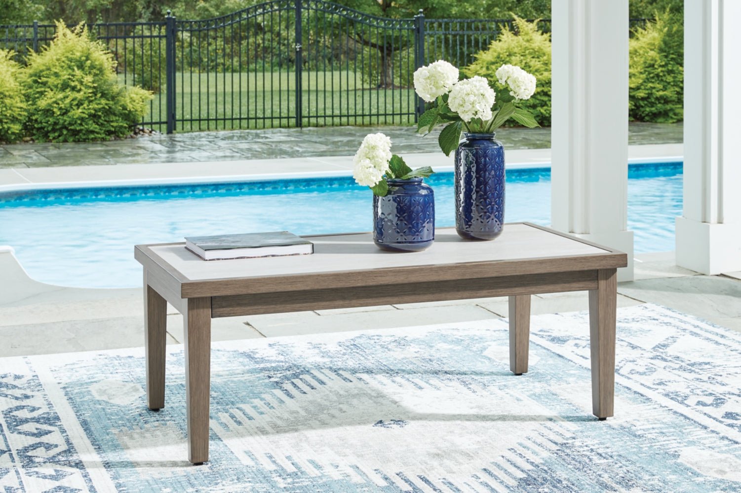 AshleyRainier Ranch Outdoor Sofa and Loveseat with Coffee Table
