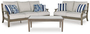 AshleyRainier Ranch Outdoor Sofa and Loveseat with Coffee Table