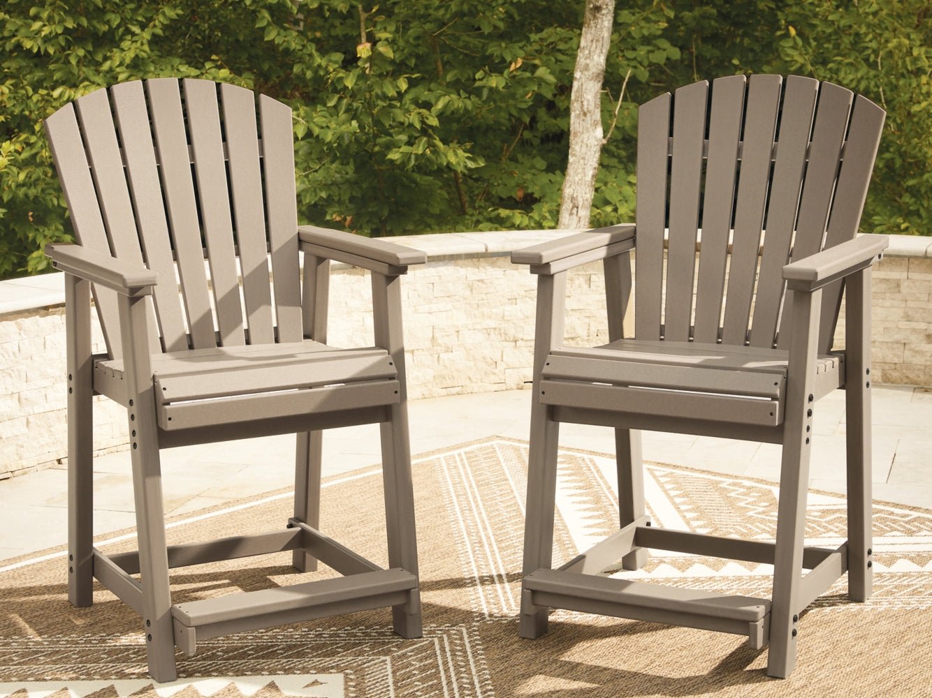 AshleySeacliff Beach Outdoor Counter Height Bar Stool (Set of 2)