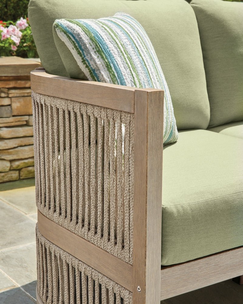AshleySerena Shores Outdoor Sofa and 2 Chairs with Coffee Table