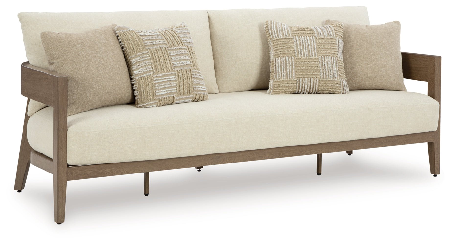 AshleySerene Bay Outdoor Sofa and 2 Chairs with Coffee Table