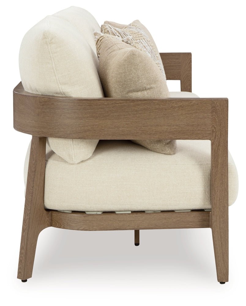 AshleySerene Bay Outdoor Sofa and 2 Chairs with Coffee Table
