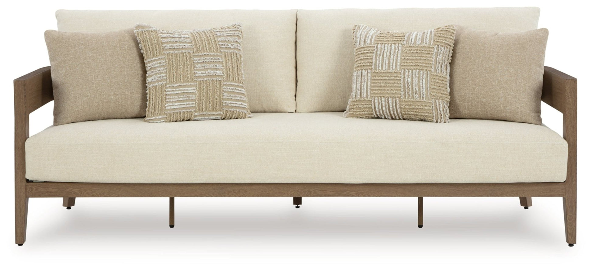 AshleySerene Bay Outdoor Sofa and 2 Chairs with Coffee Table