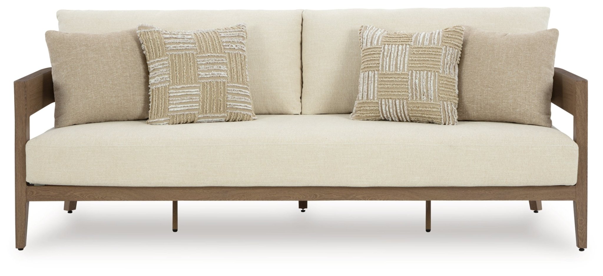 AshleySerene Bay Outdoor Sofa and 2 Chairs with Coffee Table