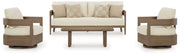 AshleySerene Bay Outdoor Sofa and 2 Chairs with Coffee Table