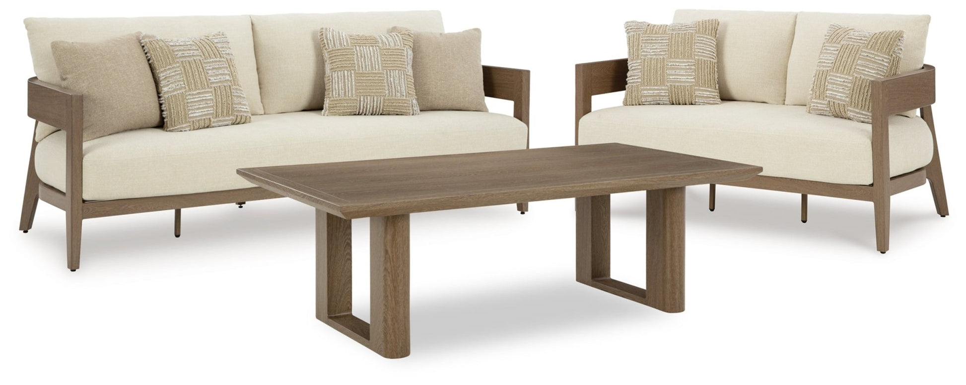 AshleySerene Bay Outdoor Sofa and Loveseat with Coffee Table