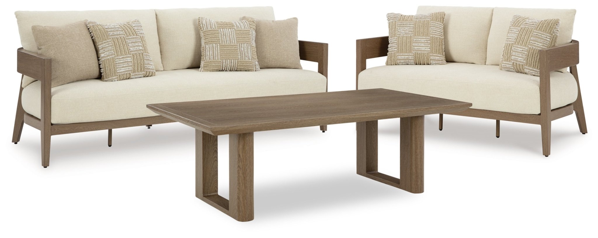 AshleySerene Bay Outdoor Sofa and Loveseat with Coffee Table