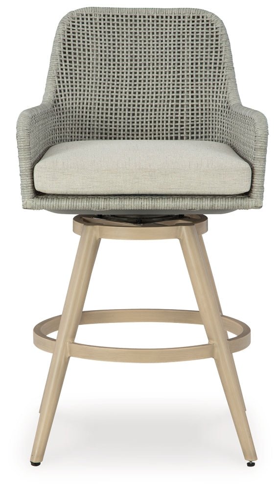 AshleySeton Creek Outdoor Bar Height Barstool with Cushion (Set of 2)