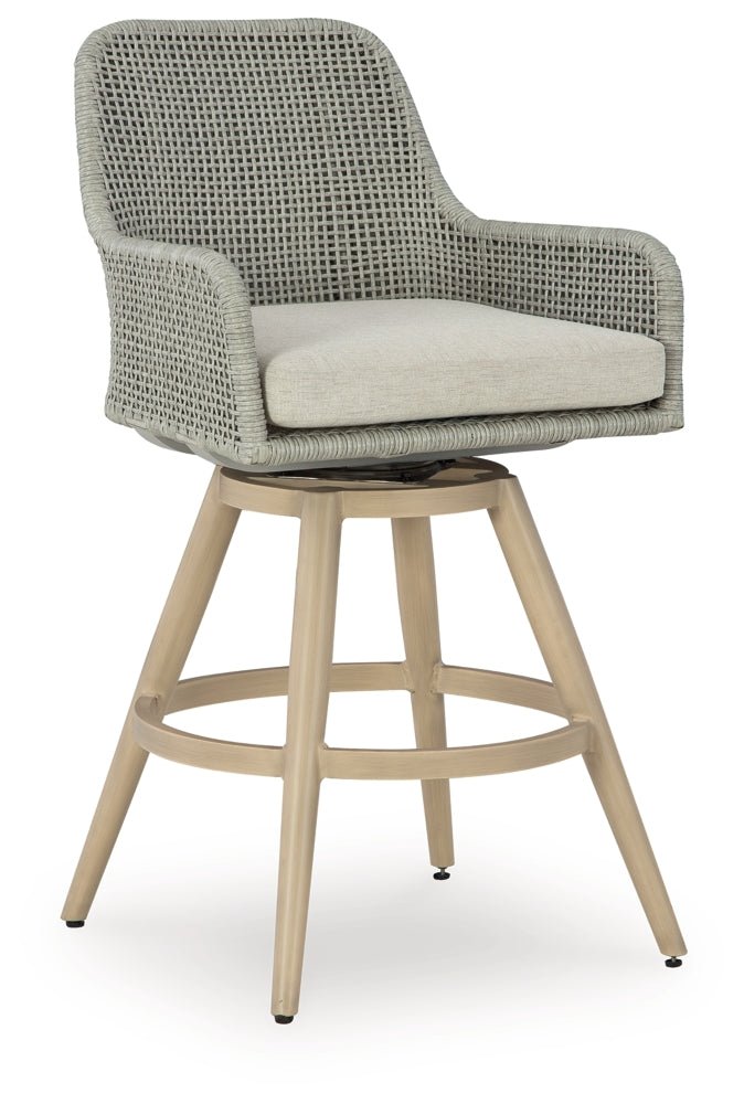 AshleySeton Creek Outdoor Bar Height Barstool with Cushion (Set of 2)