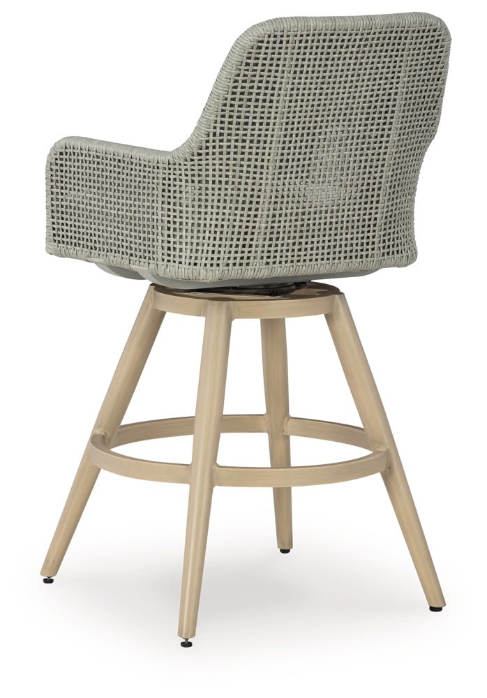 AshleySeton Creek Outdoor Bar Height Barstool with Cushion (Set of 2)