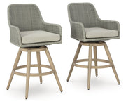 AshleySeton Creek Outdoor Bar Height Barstool with Cushion (Set of 2)