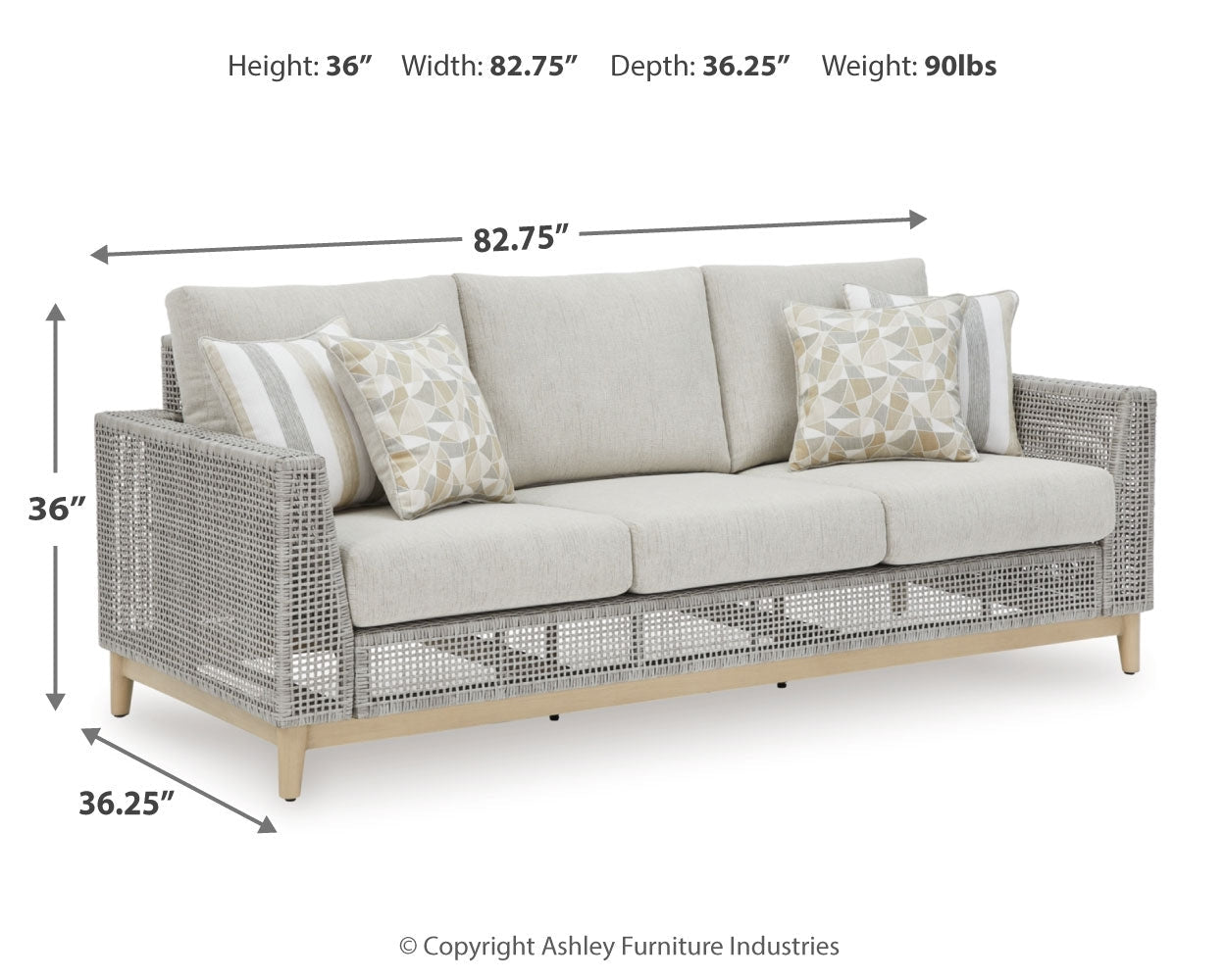 AshleySeton Creek Outdoor Sofa and Loveseat with Coffee Table