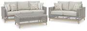 AshleySeton Creek Outdoor Sofa and Loveseat with Coffee Table