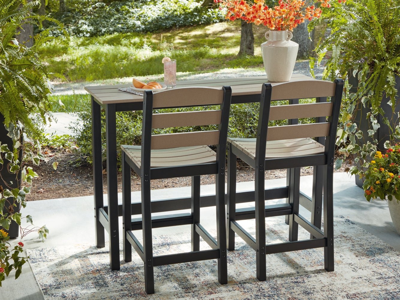 AshleyShoreline Beach Outdoor Counter Table and 2 Barstools