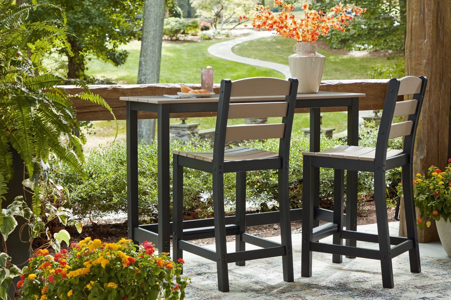 AshleyShoreline Beach Outdoor Counter Table and 2 Barstools