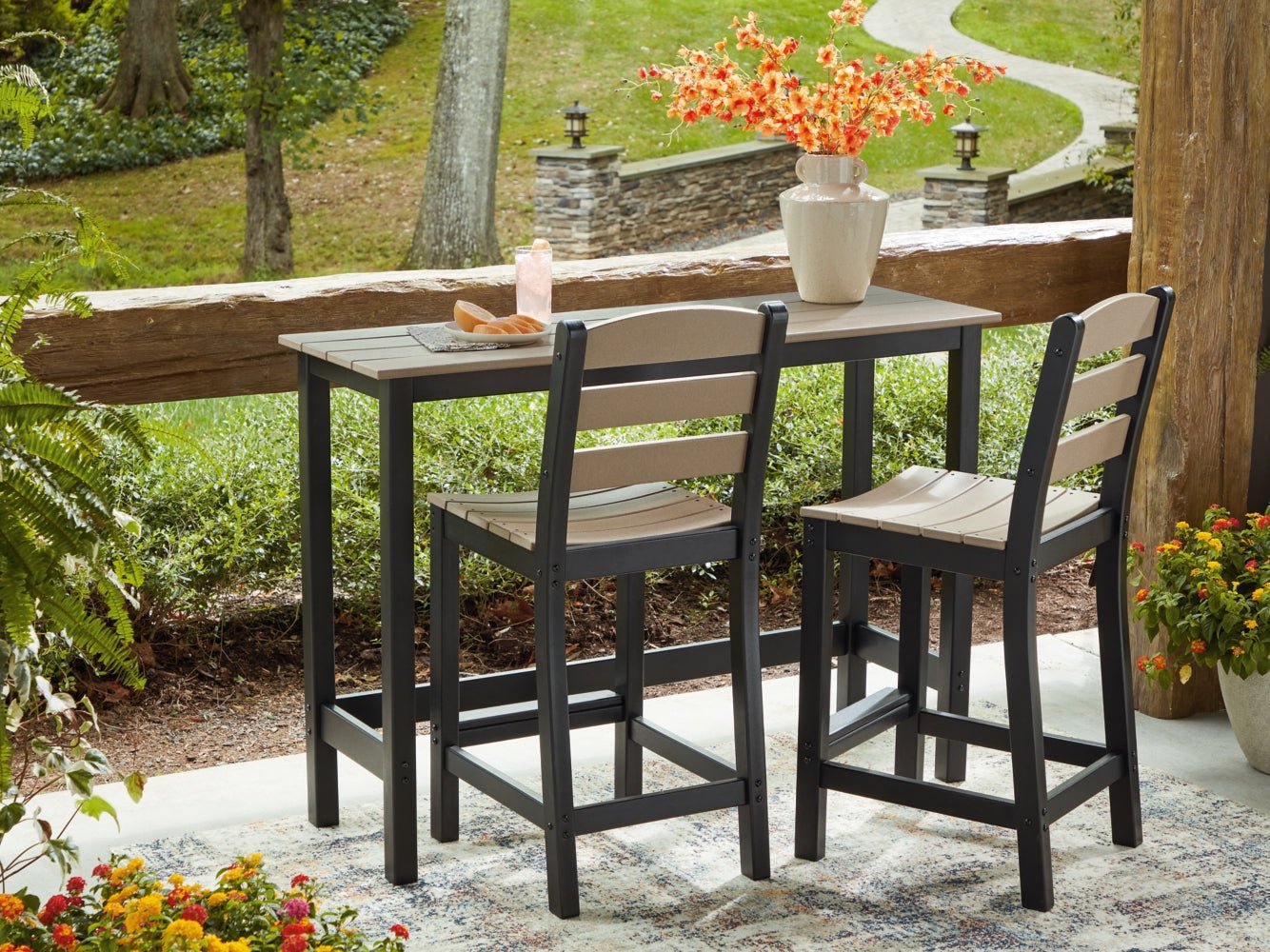 AshleyShoreline Beach Outdoor Counter Table and 2 Barstools