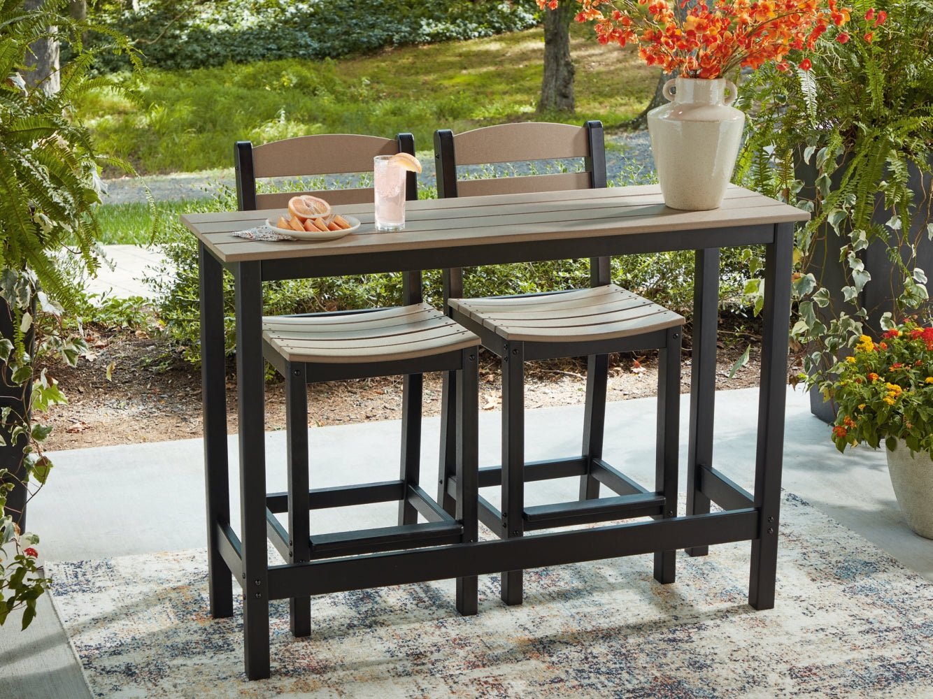 AshleyShoreline Beach Outdoor Counter Table and 2 Barstools