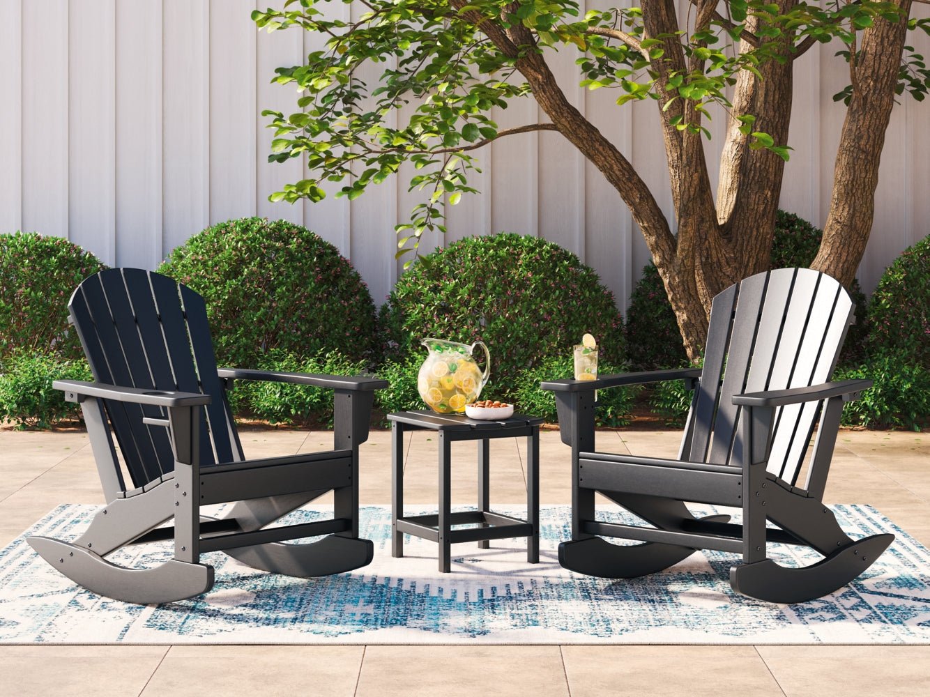 AshleySundown Treasure Outdoor Rocking Chairs and End Table Set
