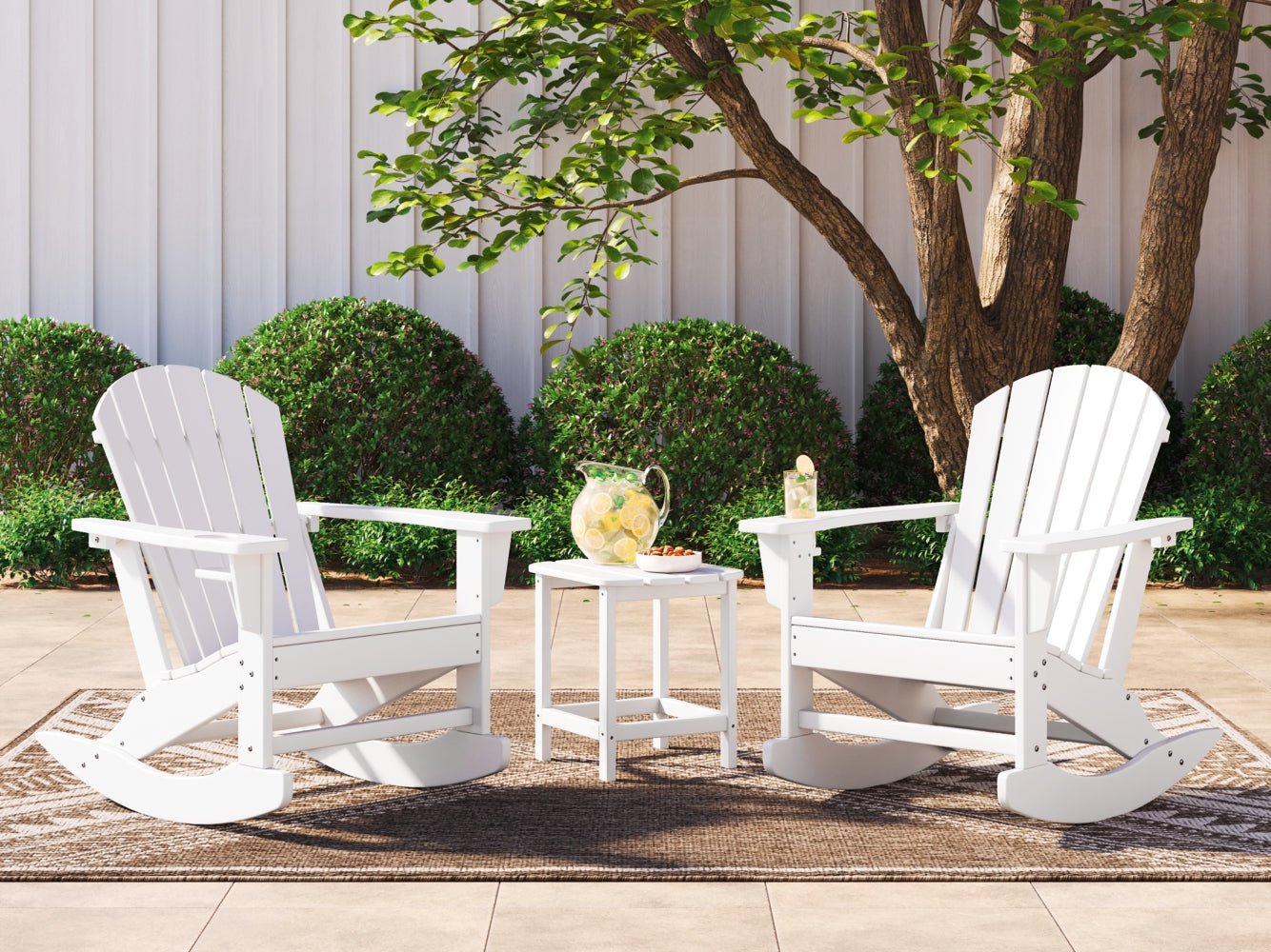 AshleySundown Treasure Outdoor Rocking Chairs and End Table Set