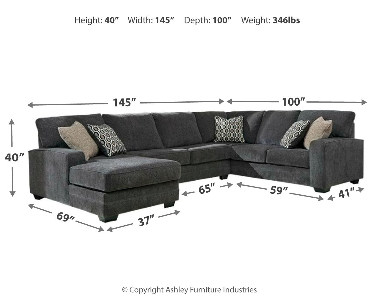 AshleyTracling 3 - Piece Sectional with Chaise