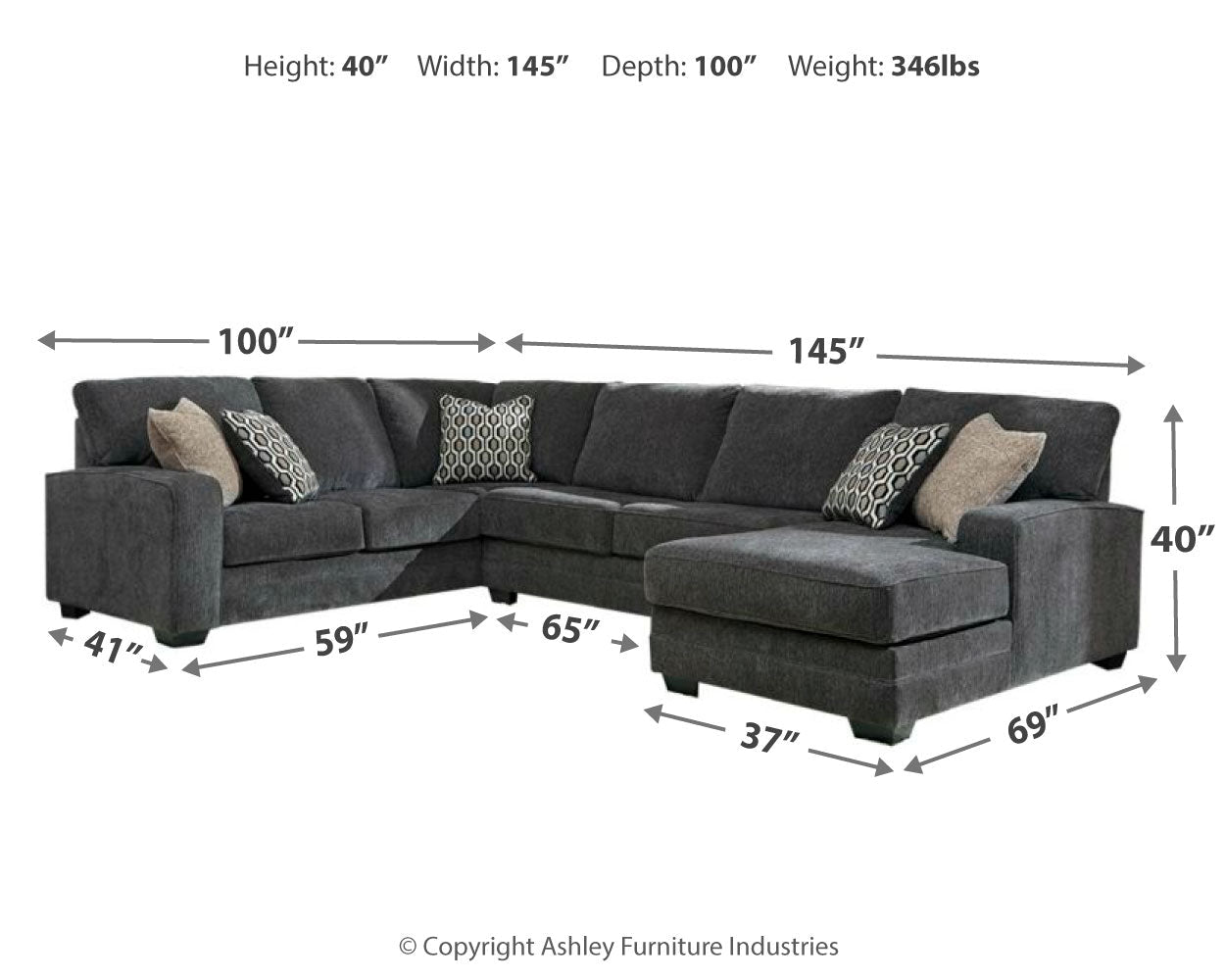 AshleyTracling 3 - Piece Sectional with Chaise