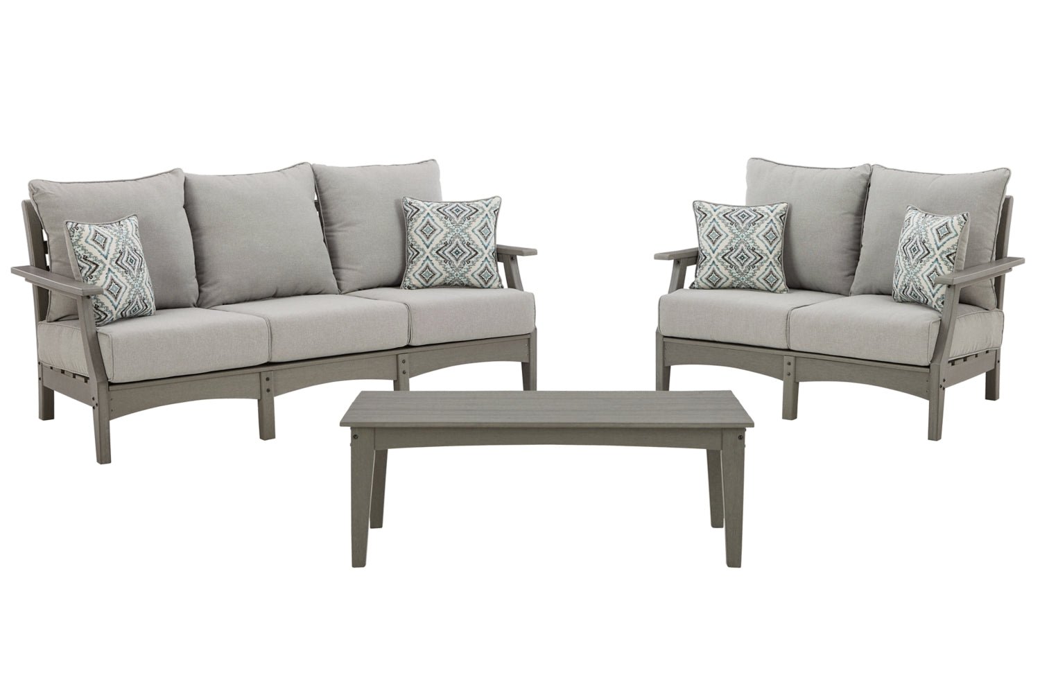 AshleyVisola 3 Piece Outdoor Sofa, Loveseat & Coffee Table Set