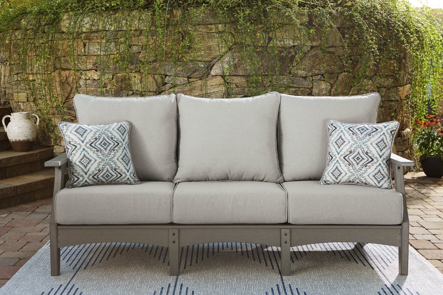 AshleyVisola 3 Piece Outdoor Sofa, Loveseat & Coffee Table Set