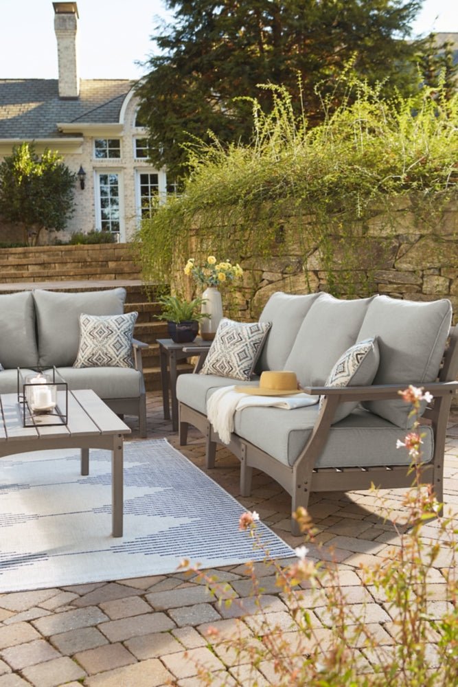 AshleyVisola 3 Piece Outdoor Sofa, Loveseat & Coffee Table Set