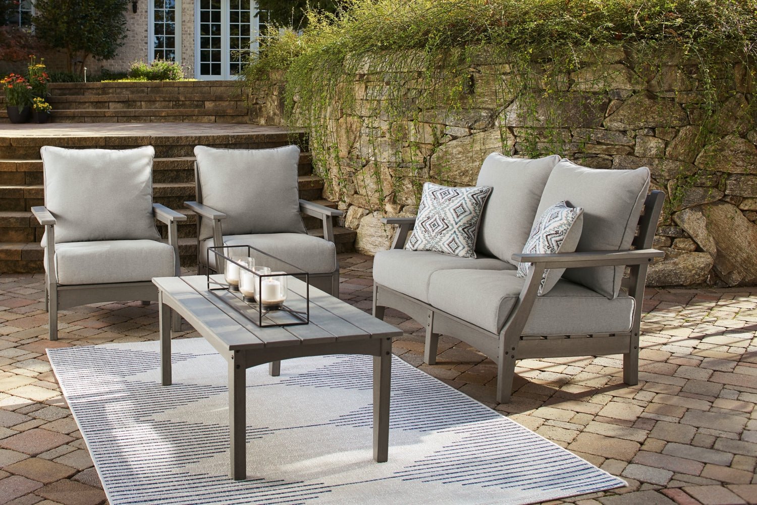 AshleyVisola 4 - Piece Outdoor Loveseat Conversation Set