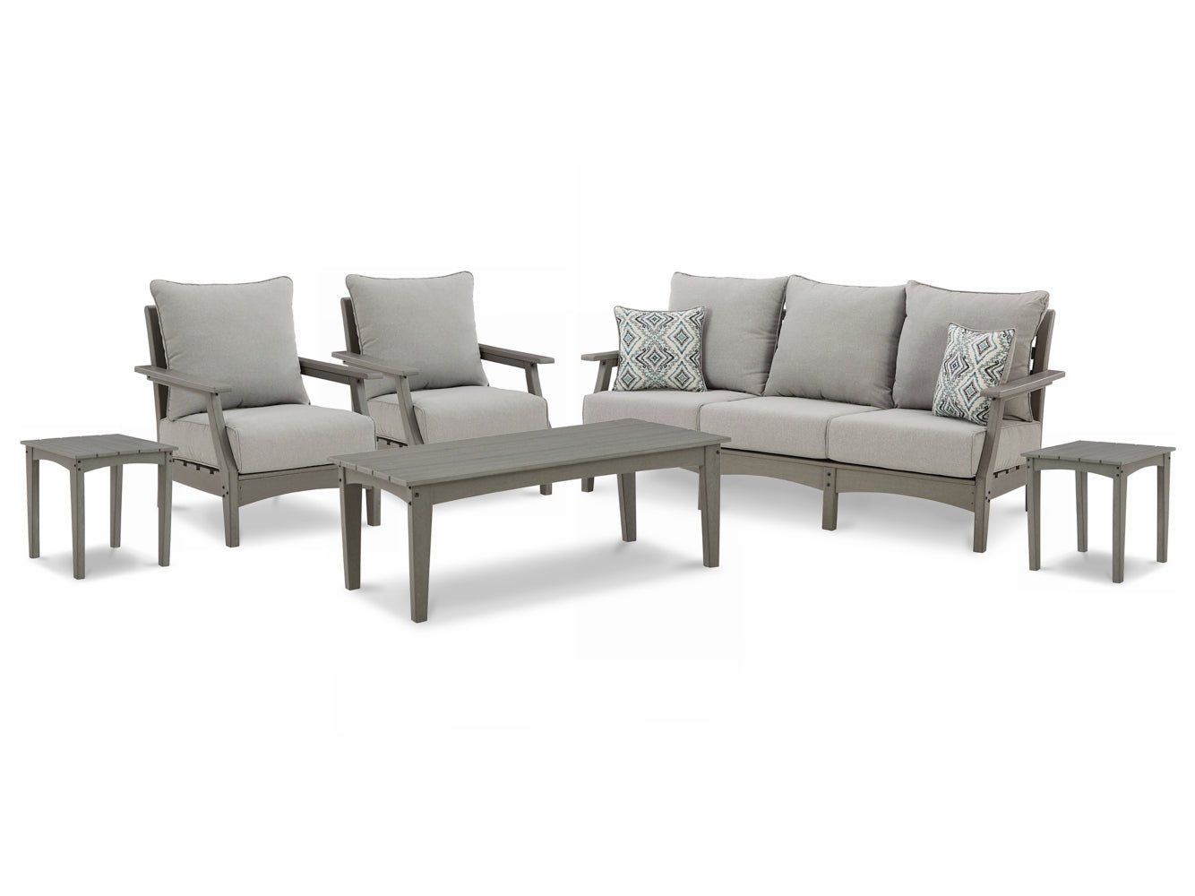 AshleyVisola Outdoor Sofa and 2 Lounge Chairs with Coffee Table and 2 End Tables
