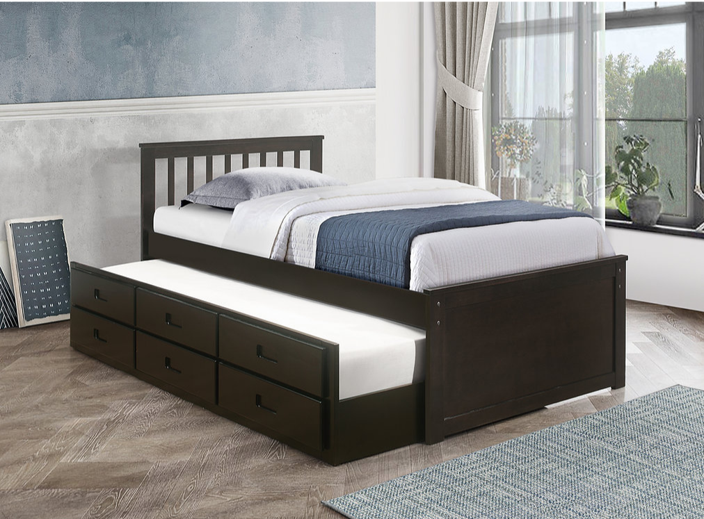 IF-300 Single/Single Captain Bed (Espresso/White/Grey)