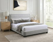 Modern Upholstered Bed in Soft Light Grey Fabric IF-5911