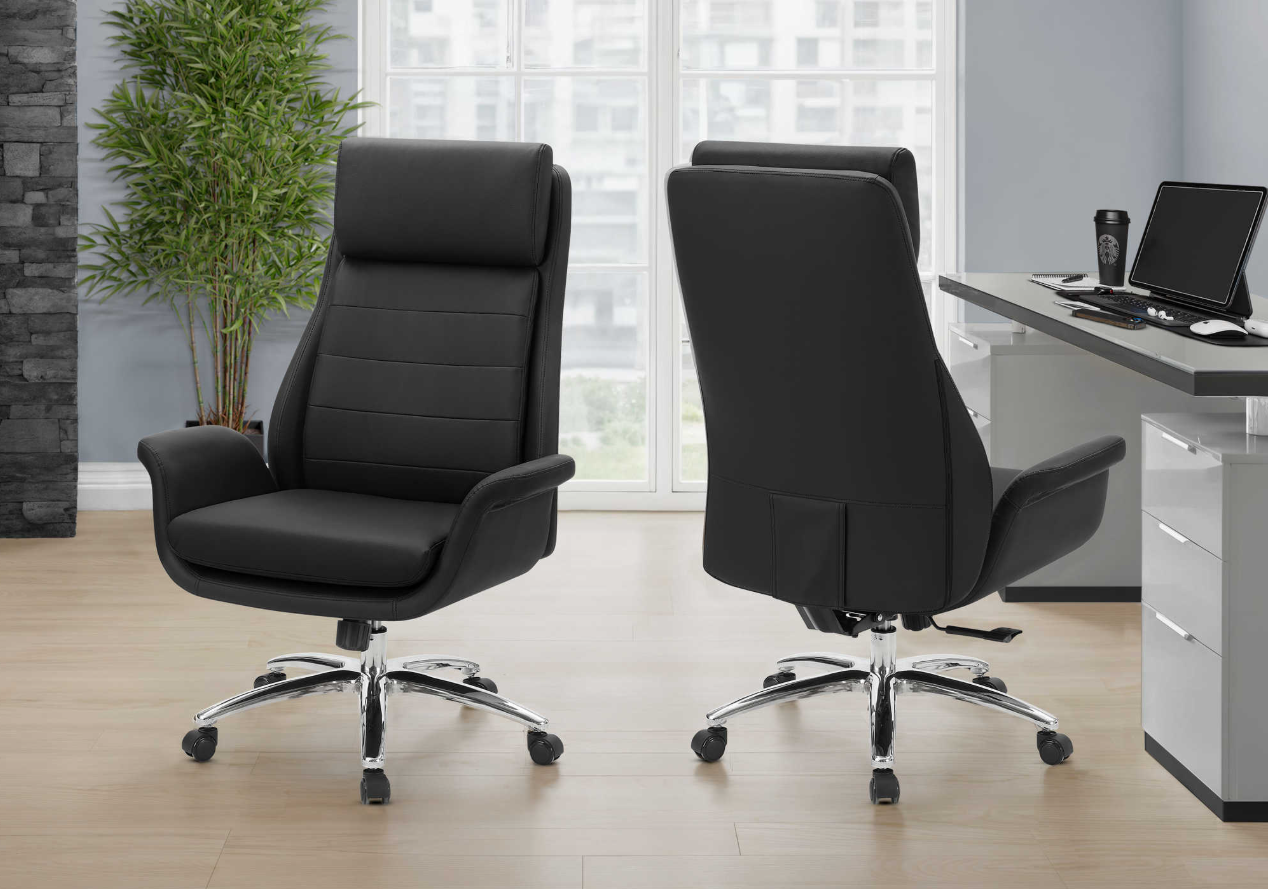 I 7253 OFFICE CHAIR - BLACK LEATHER-LOOK / HIGH BACK EXECUTIVE