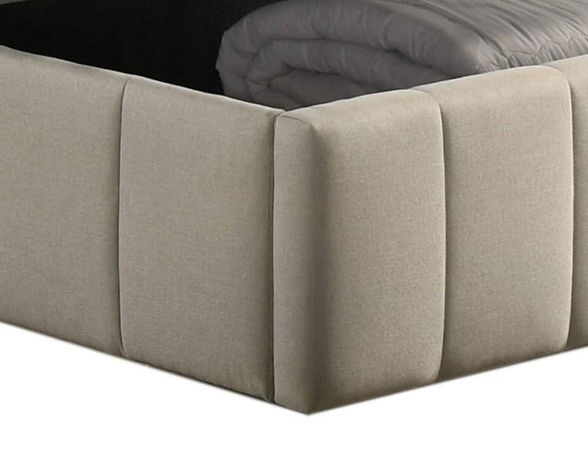 IF-5786 Warm Ivory Channel-Tufted Hydraulic Storage Platform Bed