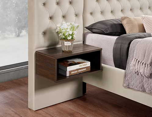 Upholstered Platform Bed with Built-In Floating Nightstands IF-5565