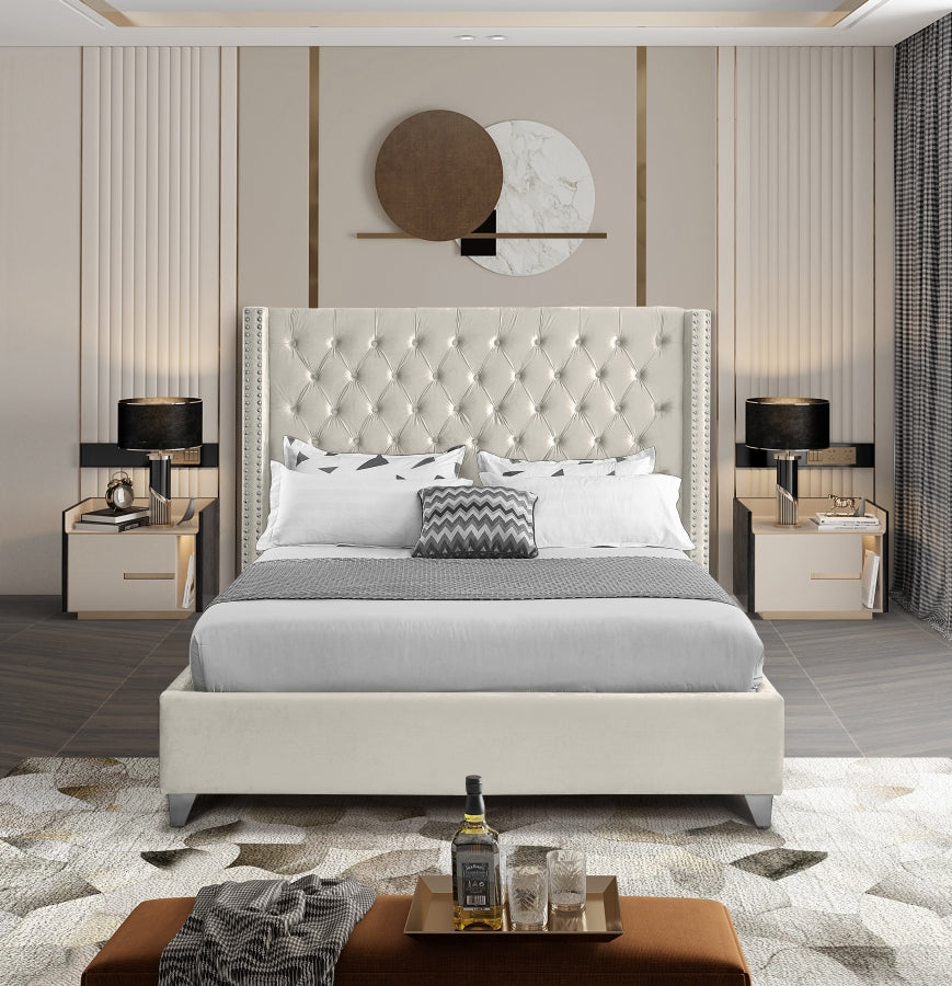 Creme Velvet Bed IF-5892
