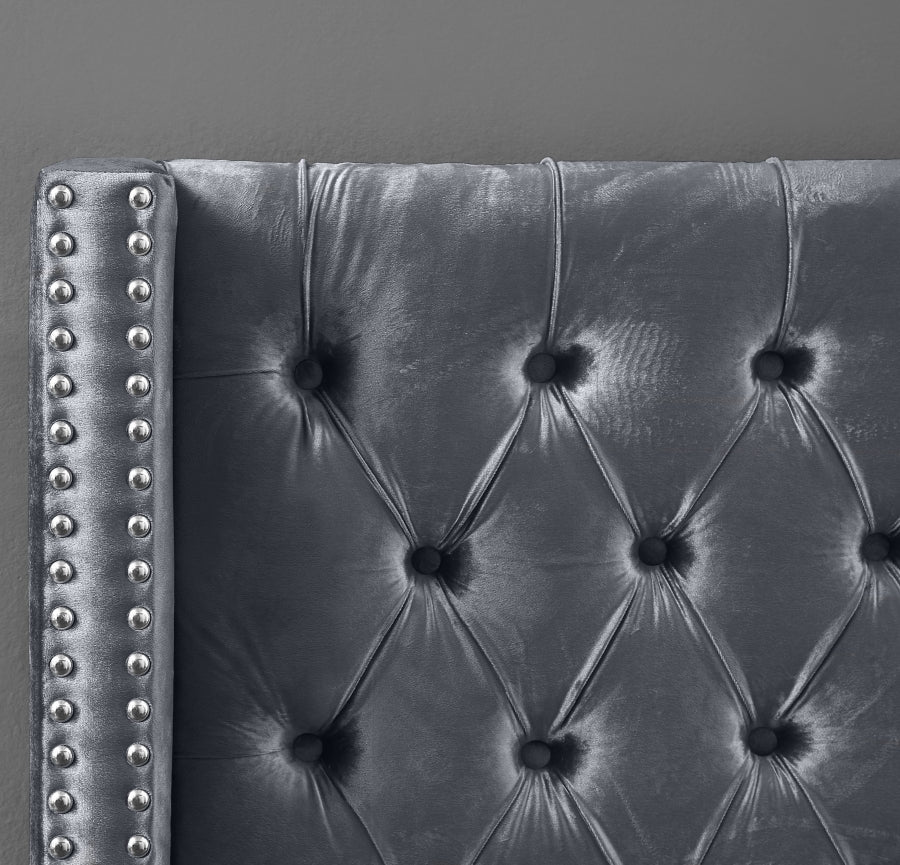 Grey Velvet Bed IF-5890